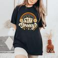 Vintagetay A Groovy 60S 70S Peace Positive Mind ヒッピー レディースオーバーサイズコンフォートTシャツ Black