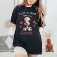 かわいい ホルスタイン 牛 の – ' Just A Girl Who Loves Cows ' デザイン レディースオーバーサイズコンフォートTシャツ Black