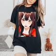 かわいい 可愛い 女の子 若い 美人 イラスト 日本 きれい 赤い服 レディースオーバーサイズコンフォートTシャツ Black