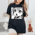 かわいいアヘ顔 アニメ 女の子 オタクウィーブ ラブ ビッグアイズ ドリップ レディースオーバーサイズコンフォートTシャツ Black