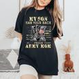 メンズ アメリカ国旗デザイン Myon Has Your Back Proud Army Mom レディースオーバーサイズコンフォートTシャツ Black