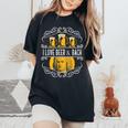 オクトーバーフェスト I Love Beer Bier & German クラシックミュージック レディースオーバーサイズコンフォートTシャツ Black