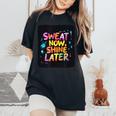 カラフルな汗が今輝き、男の子と女の子のためのステートメント。 レディースオーバーサイズコンフォートTシャツ Black