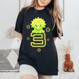 キッズ 3歳 赤ちゃん トリケラトプス 誕生日 恐竜 男の子 女の子 レディースオーバーサイズコンフォートTシャツ Black