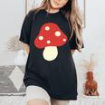 シンプルでキュートなキノコのグラフィック Cute Mushroom レディースオーバーサイズコンフォートTシャツ Black