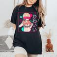 スケベなアニメの女の子 レディースオーバーサイズコンフォートTシャツ Black