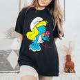 スマーフ スマーフェット キャラクター 花 咲く スマーフィー ファン レディースオーバーサイズコンフォートTシャツ Black