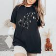 タンポポ ボーダーコリーの花、花のボーダーコリーの木 レディースオーバーサイズコンフォートTシャツ Black