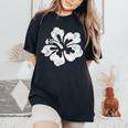ハワイ ハイビスカス 花 ハワイアン レディースオーバーサイズコンフォートTシャツ Black