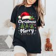 メリークリスマスライト 赤いサンタ帽子 クリスマス ファミリー 男性 女性 レディースオーバーサイズコンフォートTシャツ Black