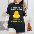 ラバーダックシャツ I'm Really A Rubber Duck レディースオーバーサイズコンフォートTシャツ Black