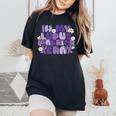 ループス・アウェアネス Lupus Warrior Era Wear Purple Ribbon Groovy レディースオーバーサイズコンフォートTシャツ Black