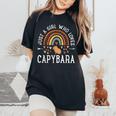 レインボー カピバラシャツ ガールズ Just A Girl Who Loves Capybara レディースオーバーサイズコンフォートTシャツ Black