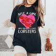 ロブスターが大好きな女の子です。ザリガニ ロブスター レディースオーバーサイズコンフォートTシャツ Black