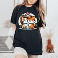 ローの馬と虎を抱きしめる Cuddling Horse And Tiger In Love レディースオーバーサイズコンフォートTシャツ Black