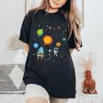 宇宙 惑星 太陽系 宇宙飛行士 オタク キッズ 男の子 女の子 レディースオーバーサイズコンフォートTシャツ Black