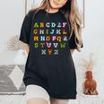 文字 アルファベット 学ぶ Abc 男の子 女の子 Abc 動物 アルファベット レディースオーバーサイズコンフォートTシャツ Black