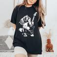 犬 ギタリスト ギター シーズー Dad Mom レディースオーバーサイズコンフォートTシャツ Black