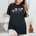 猫 花 かわいい 子猫 ガーデン フラワー 女の子 ギフト レディースオーバーサイズコンフォートTシャツ Black