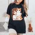 猫と少女 Cat And Girl レディースオーバーサイズコンフォートTシャツ Black