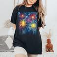 祭りのための花火ショー レディースオーバーサイズコンフォートTシャツ Black