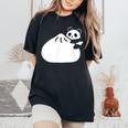 肉まんとパンダ かわいい チャイナ Pork Bunpanda レディースオーバーサイズコンフォートTシャツ Black