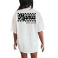 For New Mom Retro Checkered Mama Est 2024 Women's Oversized Comfort T-Shirt Back Print Ivory