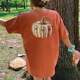 Fall Book Pumpkin Fall Librarians Bookworm Teachers Students Women's Oversized Comfort T-Shirt Back Print Yam