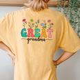 Wildflowers Great Grandma Floral Mother's Day Great Grandma Women's Oversized Comfort T-Shirt Back Print Mustard