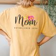 Mom Established 2024 New Mom Mama First Mother's Day Saying Women's Oversized Comfort T-Shirt Back Print Yam