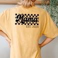 For New Mom Retro Checkered Mama Est 2024 Women's Oversized Comfort T-Shirt Back Print Yam