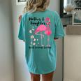 Mother And Daughter Best Friends For Life Pink Flamingo Mom Women's Oversized Comfort T-Shirt Back Print Chalky Mint