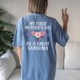 First Mother's Day As A Great Grandma 1St Mother's Day Women Women's Oversized Comfort T-Shirt Back Print Blue Jean