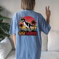 Gigisaurus Dinosaur Grandma Matching Family Saurus Women's Oversized Comfort T-Shirt Back Print Blue Jean
