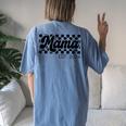 For New Mom Retro Checkered Mama Est 2024 Women's Oversized Comfort T-Shirt Back Print Blue Jean