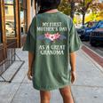 First Mother's Day As A Great Grandma 1St Mother's Day Women Women's Oversized Comfort T-Shirt Back Print Moss