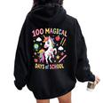 100Th Day Ofchool Unicorn 100 魔法の日々 先生 女の子 レディース オーバーサイズ パーカー バックプリント Black