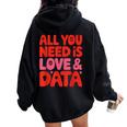 All You Need Is Love & Data Teacher コンピュータースプレッドシート レディース オーバーサイズ パーカー バックプリント Black