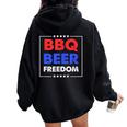 Bbq Beer Freedom シャツ レディース オーバーサイズ パーカー バックプリント Black
