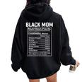 Black Mom Nutrition Facts History Month Proud Mama's Day Women Oversized Hoodie Back Print Black