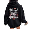 Blessed To Be Called Mom And Grandma Cute Floral Women Oversized Hoodie Back Print Black