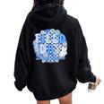 Blue Field Day Blue Team Color Field Trip Teacher Student Women Oversized Hoodie Back Print Black