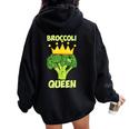 Broccoli Queen ブロッコリーの女王 ブロッコリー ベジタリアン・ベジタブル ブロッコリー レディース オーバーサイズ パーカー バックプリント Black
