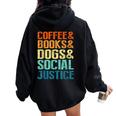Coffee Books Dogsocial Justice レディース オーバーサイズ パーカー バックプリント Black