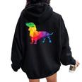 Dachshund Gay Pride Lgbt Lgbtq Rainbow Flag Dog Lovers レディース オーバーサイズ パーカー バックプリント Black