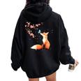 Fox Japanese Cherry Blossom Sakura Tree Kawaii Girls Women Women Oversized Hoodie Back Print Black