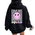 Field Day Squad Retro Groovy School Field Day Team Women Oversized Hoodie Back Print Black
