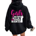 Girls Just Want To Have Fundamental Rights レディース オーバーサイズ パーカー バックプリント Black