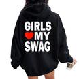Girls Love Mywag シャツ おもしろい言葉 ガールズ Love Mywag レディース オーバーサイズ パーカー バックプリント Black