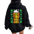 Irish You Were Beer 聖パトリックの日 ビアマグ 面白い レディース オーバーサイズ パーカー バックプリント Black